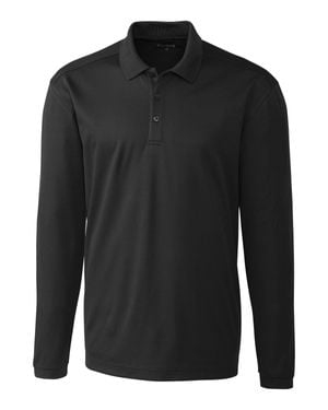Clique Spin Eco Performance Pique Long Sleeve Polo - Black