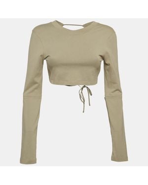 Jacquemus Sage Cotton Open Back Crop T-Shirt - Natural