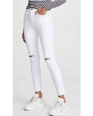 Current/Elliott High Waist Stiletto Jeans - White