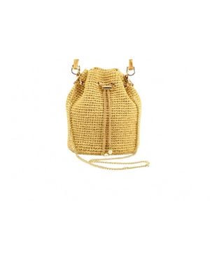 Nikki Beach Valencia Straw Bucket Bag - Metallic