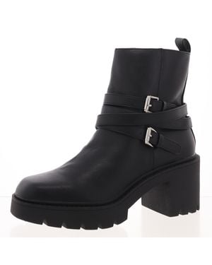 Madden Girl Pikee Zip Up Buckle Combat & Lace-Up Boots - Black