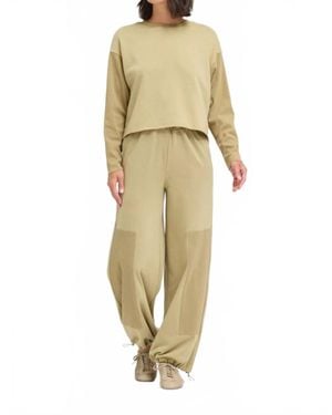 GRADE & GATHER Rib And Terry Crewneck Top - Natural