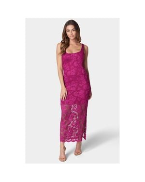 Bebe Marseille Lace Square Neck Tank Dress - Purple