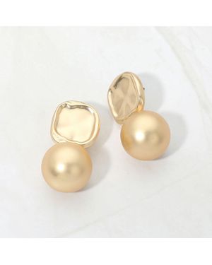 Fashnzfab Matt Metal Ball Drop Earrings - Natural