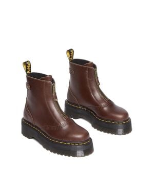 Dr. Martens Jetta Dark Leather Front Zip Platform Boots Gal659 - Brown