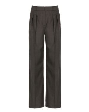 Loulou de Saison Straight-Leg Wool Pants With Structured Waistband - Gray