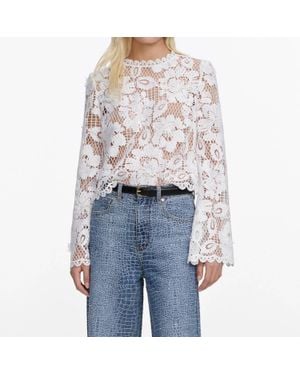 Self-Portrait Crochet Lace Top - Blue