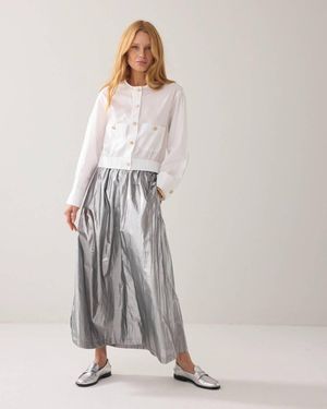 Summum Cotton Polyester Blend Maxi Skirt - Gray