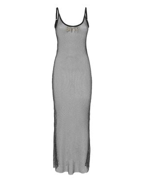 Philipp Plein Long Dress Charms Crystal - Gray