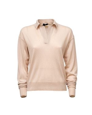 Soeur Fleming Oversized Long-Sleeve Polo Shirt - Natural