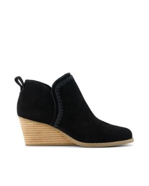 TOMS Kaia 10021318T Booties Suede Wedge Ankle Boots Zpo2816 - Black