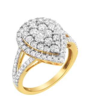 Haus of Brilliance 2 Micron Plated Sterling Diamond Cluster Ring - Metallic