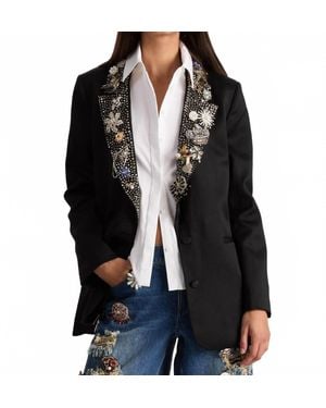 Alice + Olivia Elna Embellished Long Blazer - Black