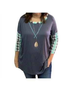 Honeyme Printed Sleeve Tunic Top - Gray