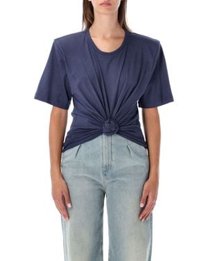 Magda Butrym Knotted Front Short Sleeve T-Shirt - Blue