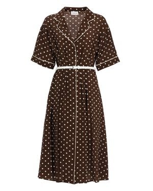 P.A.R.O.S.H. Silk Midi Dress With Polka Dot Pattern And Button Closure - Brown