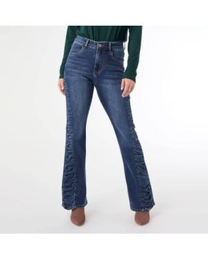 Coco + Carmen Everstretch Flare Jeans With Side Rouching - Blue
