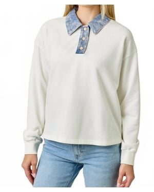 Mystree Denim Polo Shirt - White