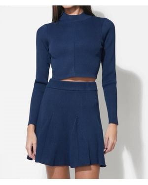 Adelyn Rae Carrie High Neck Long Sleeve Knit Top - Blue