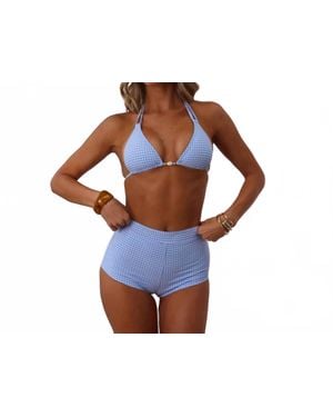 Kulani Kinis Simple Strap Halter Bikini Top - Blue