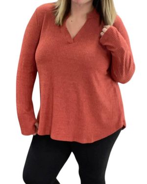 Honeyme Long Sleeve With Thumbholes Gabby Top - Red