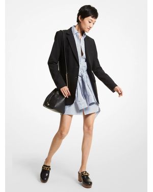 Michael Kors Stretch Wool Boyfriend Blazer - Black