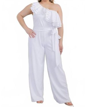 Karen T Design One Shoulder Ruffle Jumpsuit - Blue
