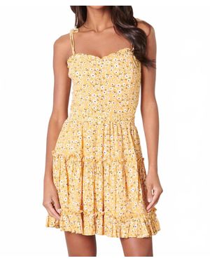 Sugarlips Doreen Daisy Tie Strap Smocked Back Top - Yellow
