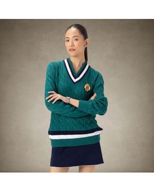 Members Only Cable Knit Cricket Sweater - Green