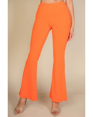 TRUEDAMES High Waisted Flare Pants - Orange
