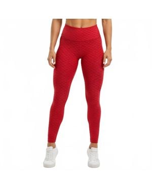 BBrazil Clothing Basket Weave Jacquard Long Leggings - Red