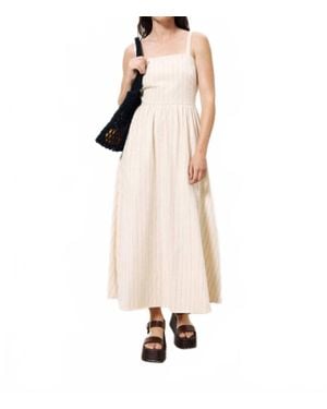 FRNCH Casey Striped Midi Dress - Natural