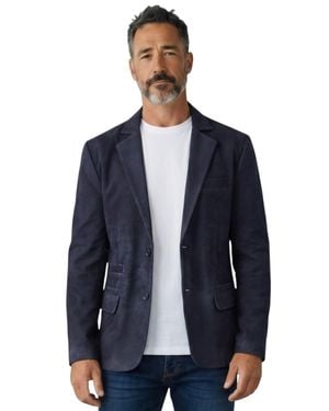 Infinity Leather Italian Suede Leather Blazer Jacket - Blue