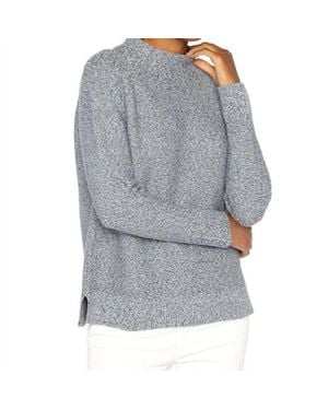 Kinross Cashmere Marled Garter Funnel Sweater - Gray