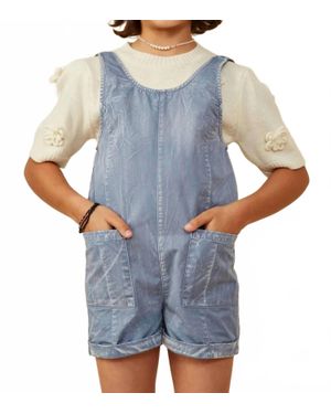 Hayden LA Vintage Wash Denim Romper - Blue