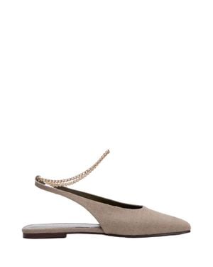 MARIA LUCA Pointed Toe Slingback Flats With Chain Detail - White