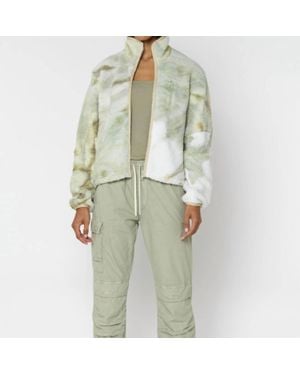 John Elliott Patchwork Tie Dye Polar Fleece Zip Jacket - Green