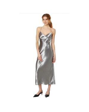 Madewell The Layton Slip Dress Metallic V-Neck Party Ddr2684 - Gray