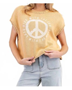 Eesome Washed Peace Sign Sweater - Gray