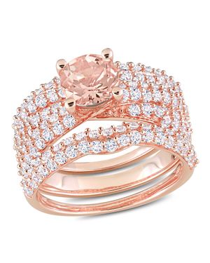 Mimi & Max 3 3/4Ct Tgw Morganite Created Sapphire Bridal Set - Pink