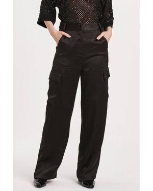 Another Love Esmeralda Cargo Satin Pants - Black