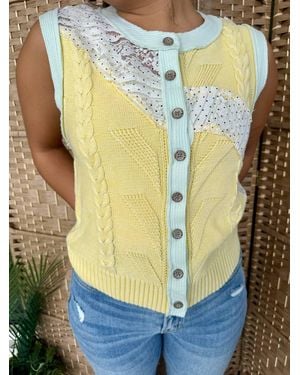 Pol Sleeveless Sweater Top - Blue