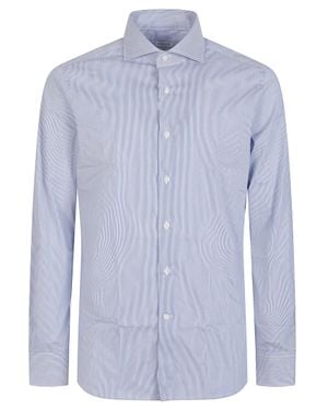 Orian Super Slim Striped Cotton Shirt - Blue