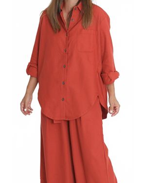 Cossac Wide Button-Down Shirt - Red
