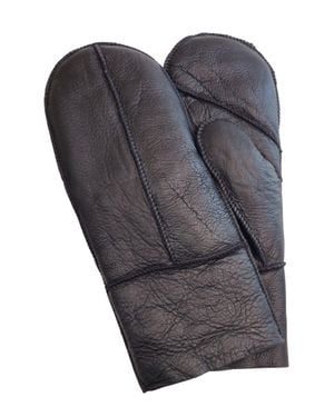 Infinity Leather Genuine Real Sheepskin Leather Mittens Warm Gloves - Gray