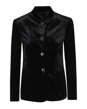 Kiltie Ginevra Single-Breasted Velvet Blazer - Black