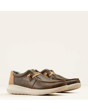 Ariat Hilo 10050976 Ee Leather Moc Toe Slip-On Casual Shoes Khd2738 - Brown