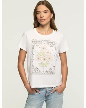 Lucky Brand Heart Frame Floral Classic Crew - White