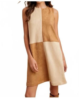 Anniewear Alicia Color Block Suede Mini Dress - Natural