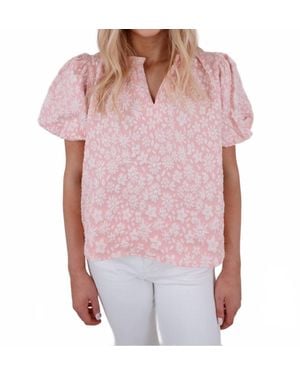 Bibi Textured Floral Ruffle Neck Top
